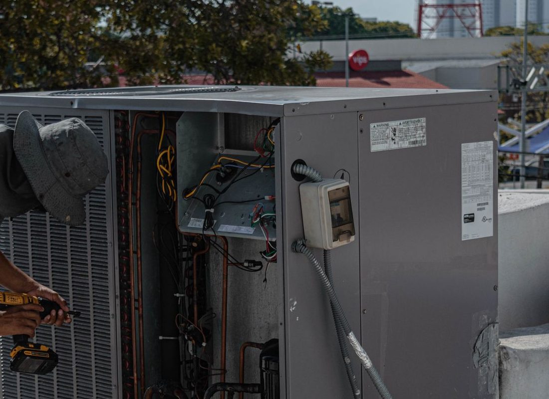 Close-up of HVAC equipment during an emergency repair